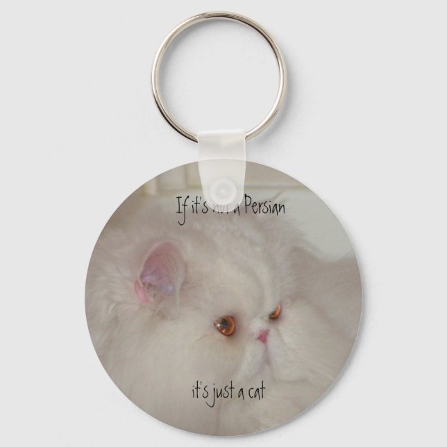 White Persian cat Keychain (Front)