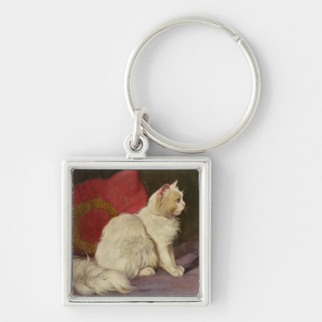White Persian Cat Keychain (Front)