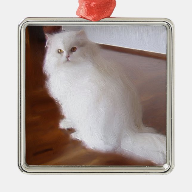 White persian cat ornament (Front)