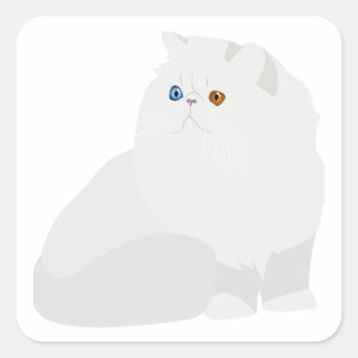white persian cat square sticker