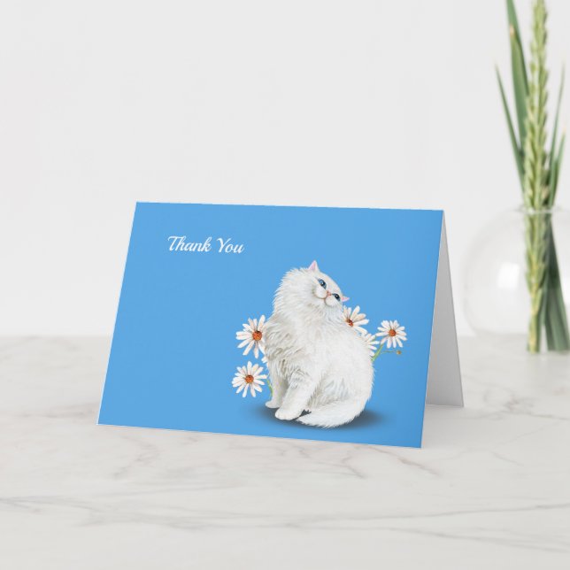white Persian cat thank you Card (Front)