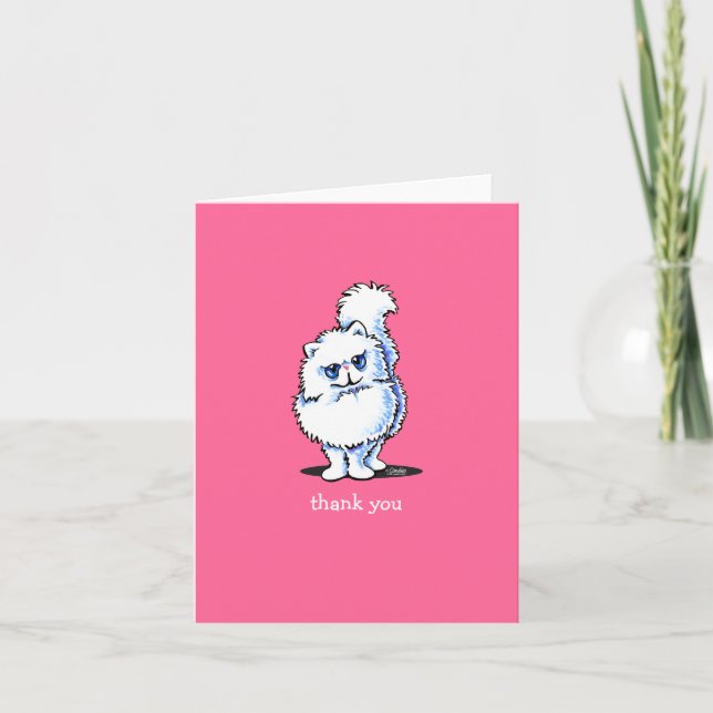 White Persian Cat Thank You Custom Message Card (Front)