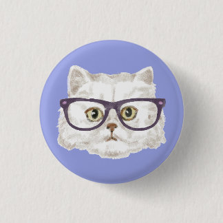 White Persian Cat Wearing Glasses Pinback Button