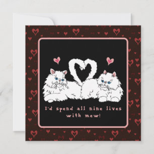 White Persian Cats with Hearts Valentine's  Holiday Card