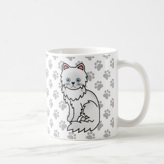 White Persian Cute Cartoon Cat Illustration Coffee Mug