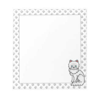White Persian Cute Cartoon Cat Illustration Notepad