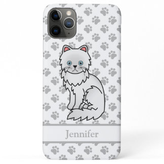 White Persian Cute Cartoon Cat &amp; Name iPhone 11 Pro Max Case