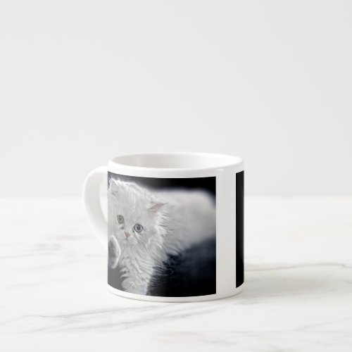 White Persian Kitten Espresso Cup