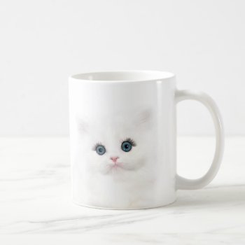 White Persian Kitten Face Coffee Mug by deemac1 at Zazzle