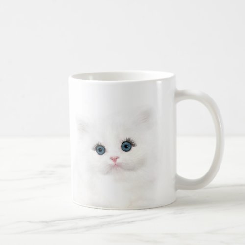 White persian kitten face coffee mug