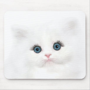 White persian kitten face mouse pad