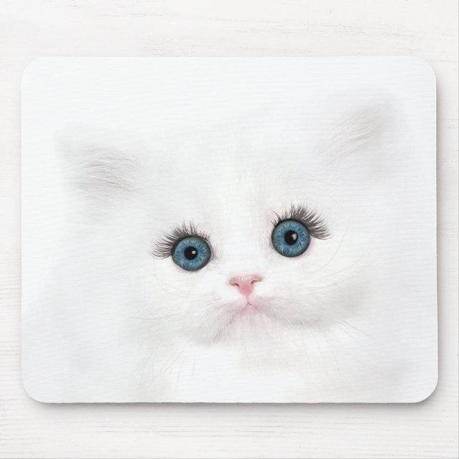 White persian kitten face mouse pad (Front)