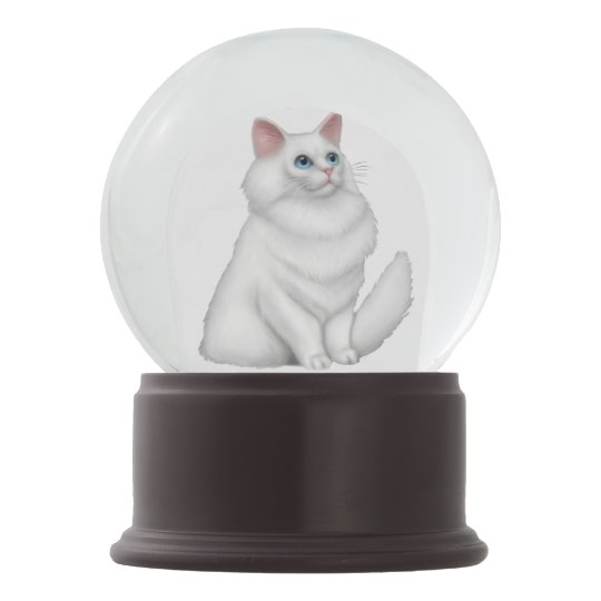 White Persian Kitty Cat Snow Globe