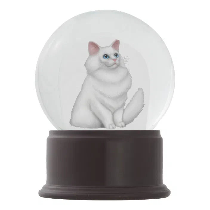 defekt George Eliot Gummi White Persian Kitty Cat Snow Globe | Zazzle.com