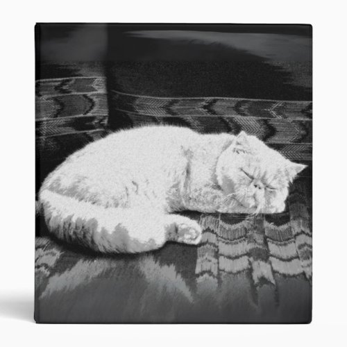 White Persian Sleeping Cat 3 Ring Binder