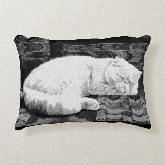 White Persian Sleeping Cat Accent Pillow (Front)
