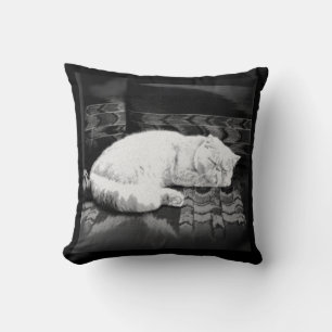 White Persian Sleeping Cat Throw Pillow