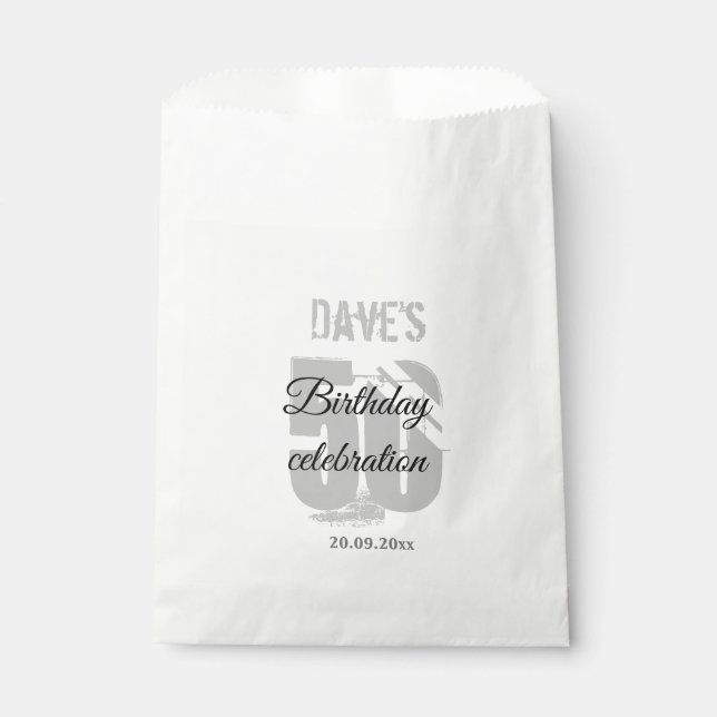 White Personalised 50th Any Age Birthday Party Favor Bag (Front)