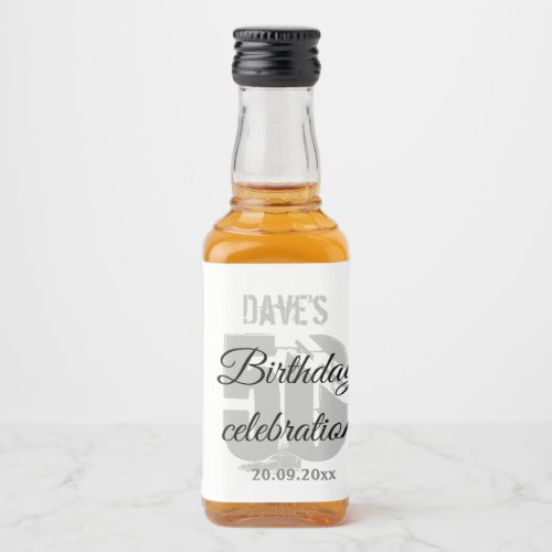 White Personalised 50th Any Birthday Party Liquor Bottle Label