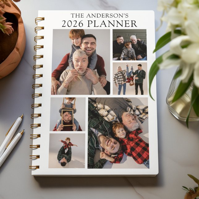 White Personalized 6 Photo Collage Yearly Planner (Creator Uploaded)