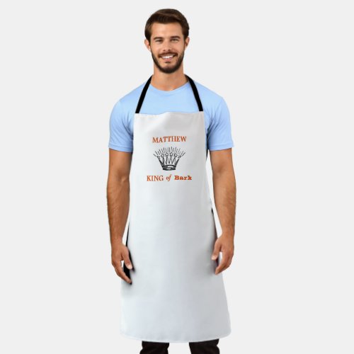 White Personalized King of Bark Funny Apron