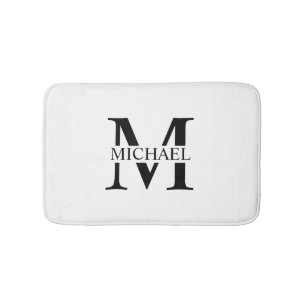 White Personalized Monogram and Name Bath Mat