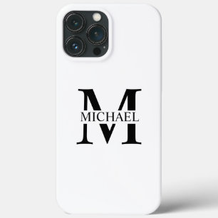 White Personalized Monogram and Name iPhone 13 Pro Max Case