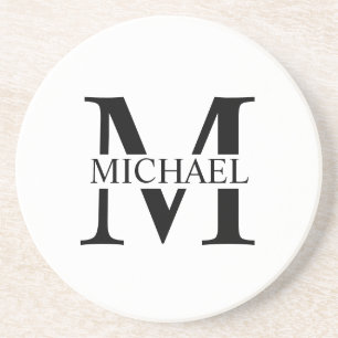 White Personalized Monogram and Name Coaster