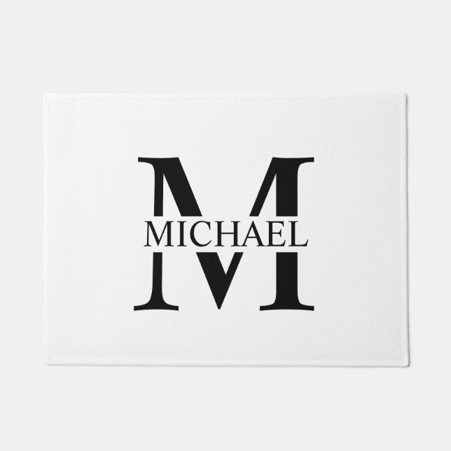 White Personalized Monogram and Name Doormat (Front)