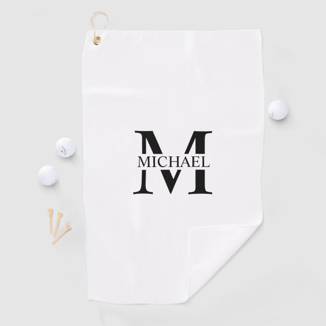 White Personalized Monogram and Name Golf Towel (InSitu)