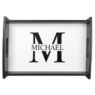 White Personalized Monogram and Name Serving Tray