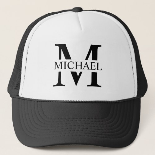 White Personalized Monogram and Name Trucker Hat
