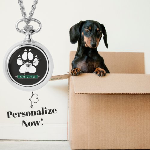 White Personalized Paw Print With Your Pets Name Watch