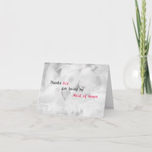 White Personalized Thank You Bridal Party Card (Front)