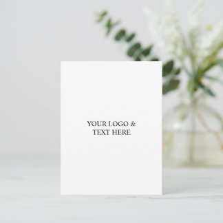 White Personalized – Your Logo & Text Here Announcement Postcard