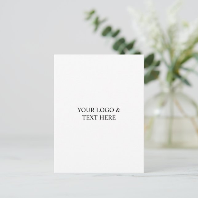 White Personalized – Your Logo & Text Here Announcement Postcard (Standing Front)