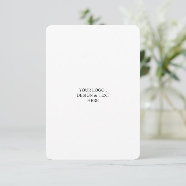 White Personalized – Your Logo & Text Here  Enclosure Card (Standing Front)