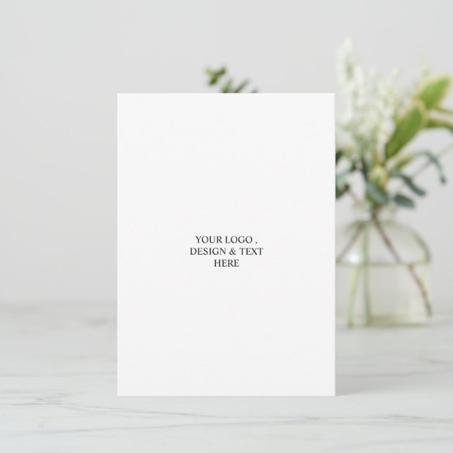 White Personalized – Your Logo & Text Here  Enclosure Card (Standing Front)