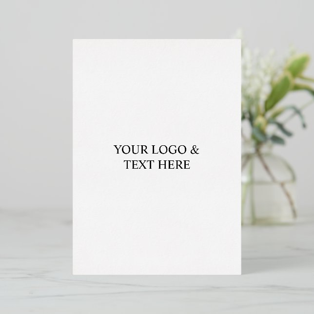 White Personalized – Your Logo & Text Here Foil Holiday Card (Standing Front)