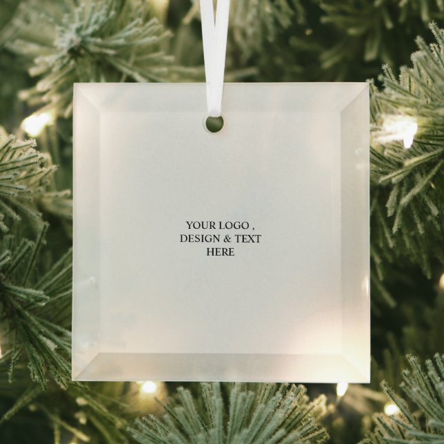 White Personalized – Your Logo & Text Here Glass Ornament (Insitu)