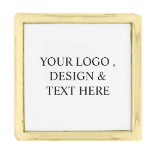 White Personalized – Your Logo & Text Here Gold Finish Lapel Pin