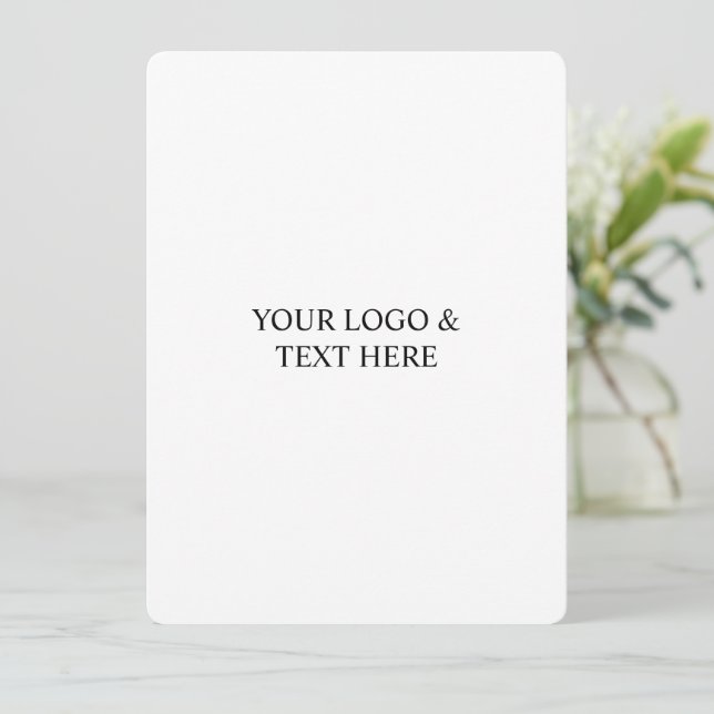 White Personalized – Your Logo & Text Here Invitation (Standing Front)