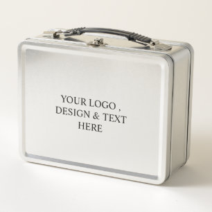 White Personalized – Your Logo & Text Here Metal Lunch Box