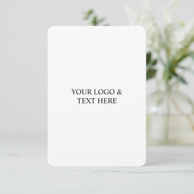 White Personalized – Your Logo & Text Here Note Card (Standing Front)