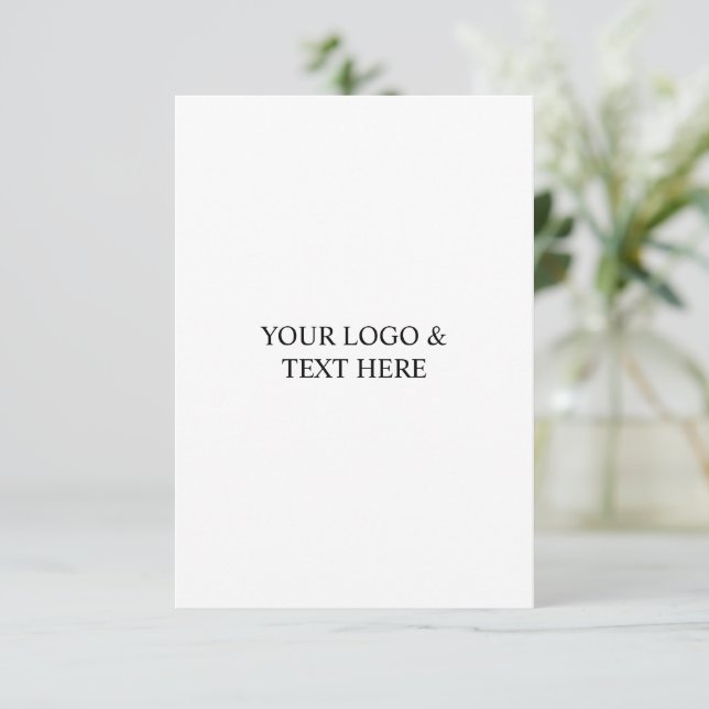 White Personalized – Your Logo & Text Here Note Card (Standing Front)