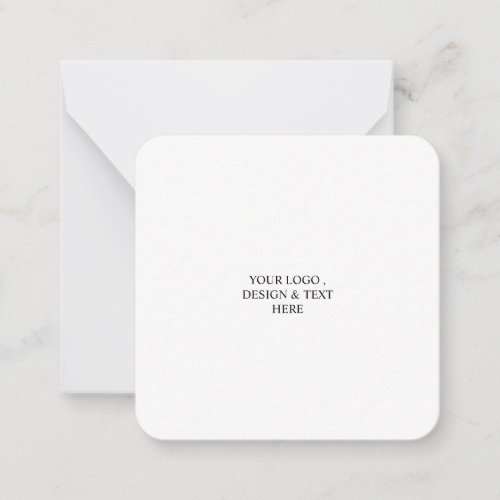 White Personalized – Your Logo & Text Here  Note Card