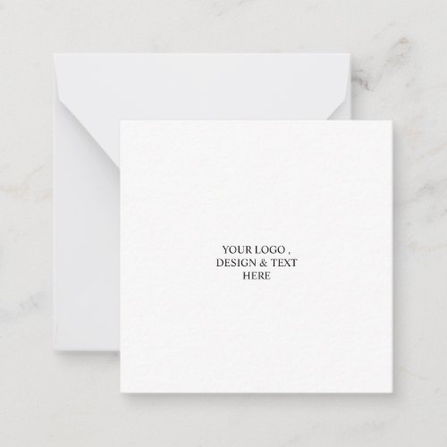 White Personalized – Your Logo & Text Here  Note Card