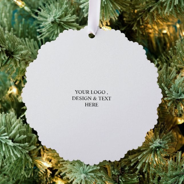 White Personalized – Your Logo & Text Here Ornament Card (Insitu (Tree))