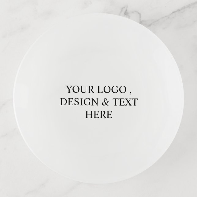 White Personalized – Your Logo & Text Here Trinket Tray (Front)