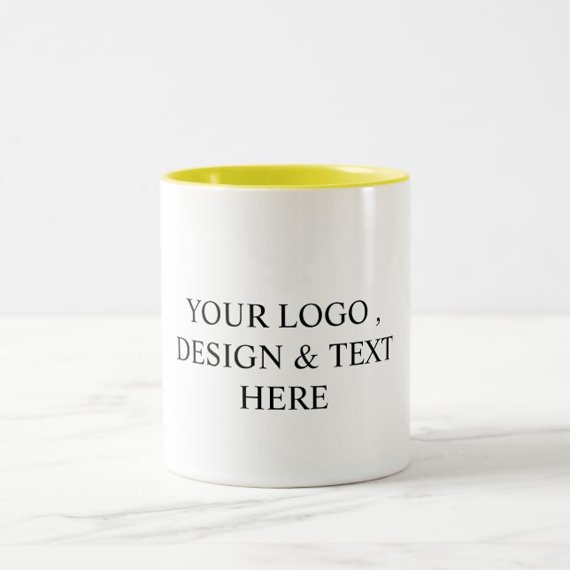 White Personalized – Your Logo & Text Here Two-Tone Coffee Mug (Center)